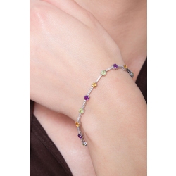 Amethyst, Citrin, Peridot Armband in Weißgold Rainbow 2