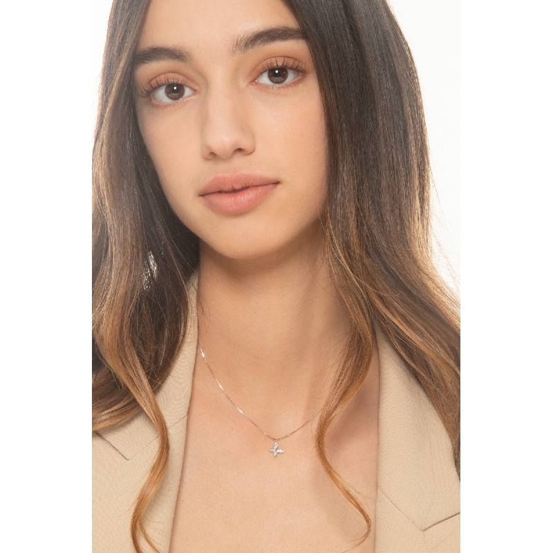 Schmetterling Kette Weißgold mit Diamanten-Anhänger 