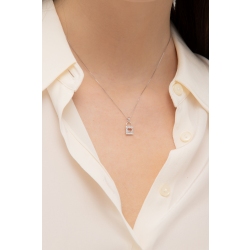 Weißgold 750 Kette mit Herz-Schloss-Anhänger aus Brillanten  2