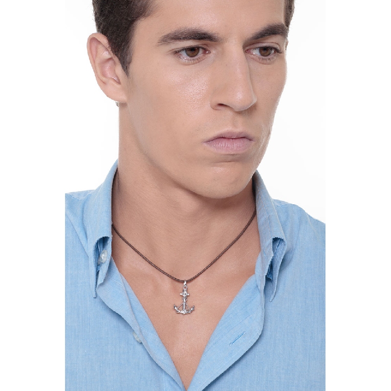 18k Weißgold-Anhänger mit Anker Herren