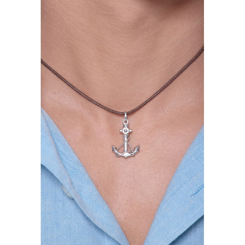 18k Weißgold-Anhänger mit Anker Herren