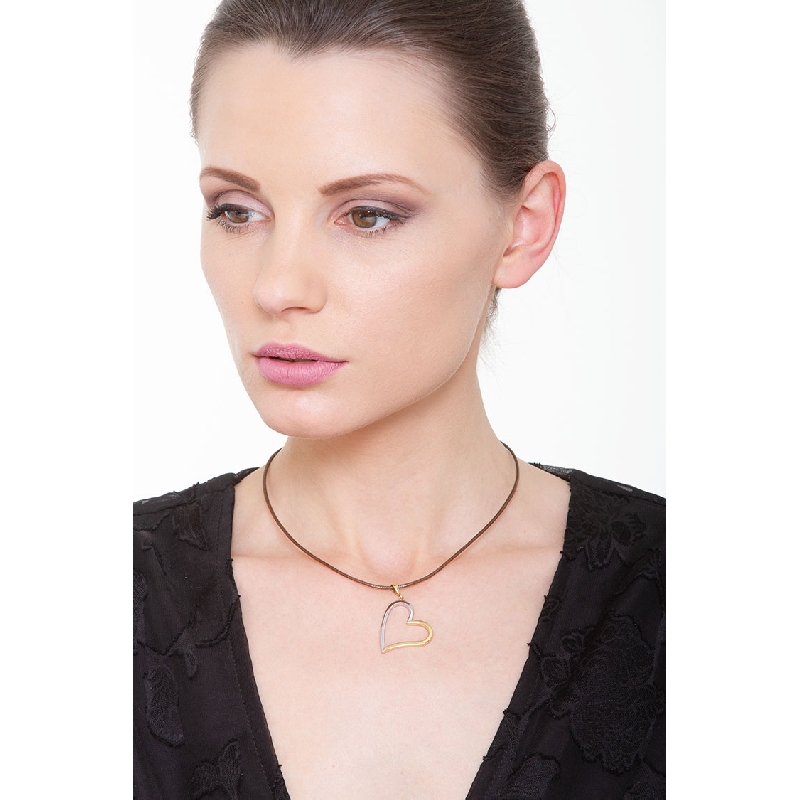 Herzanhänger aus 18K Weiß-und Gelbgold