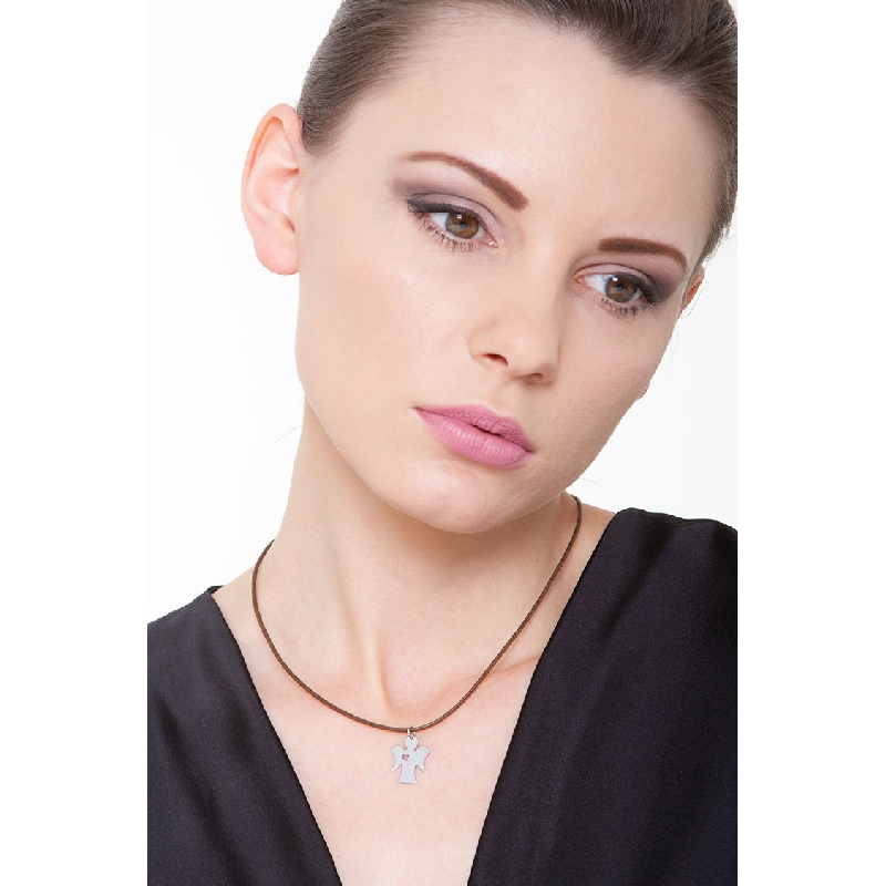 Engel Anhänger aus Weißgold 18k mit Herz