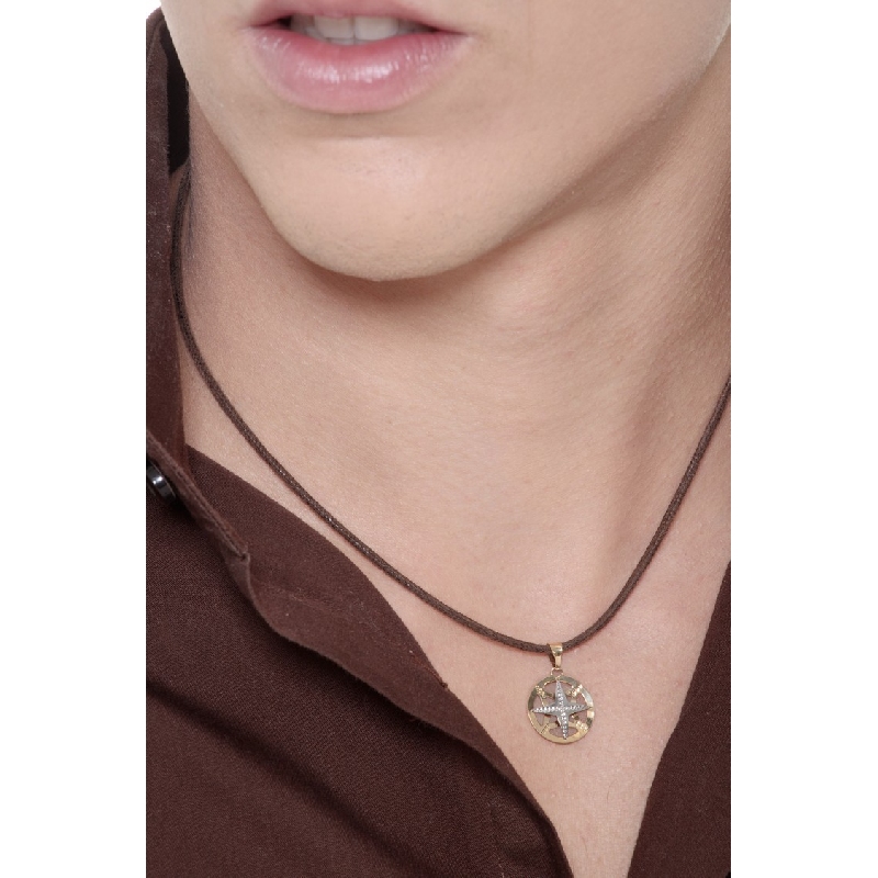 Anhänger Windrose aus 18K Weiß- und Gelbgold 